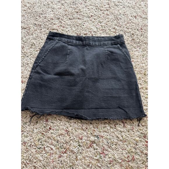 Unbranded Dresses & Skirts - Unbranded Black Jean Skirt Distressed Bottom Zip Back Women's Size XS